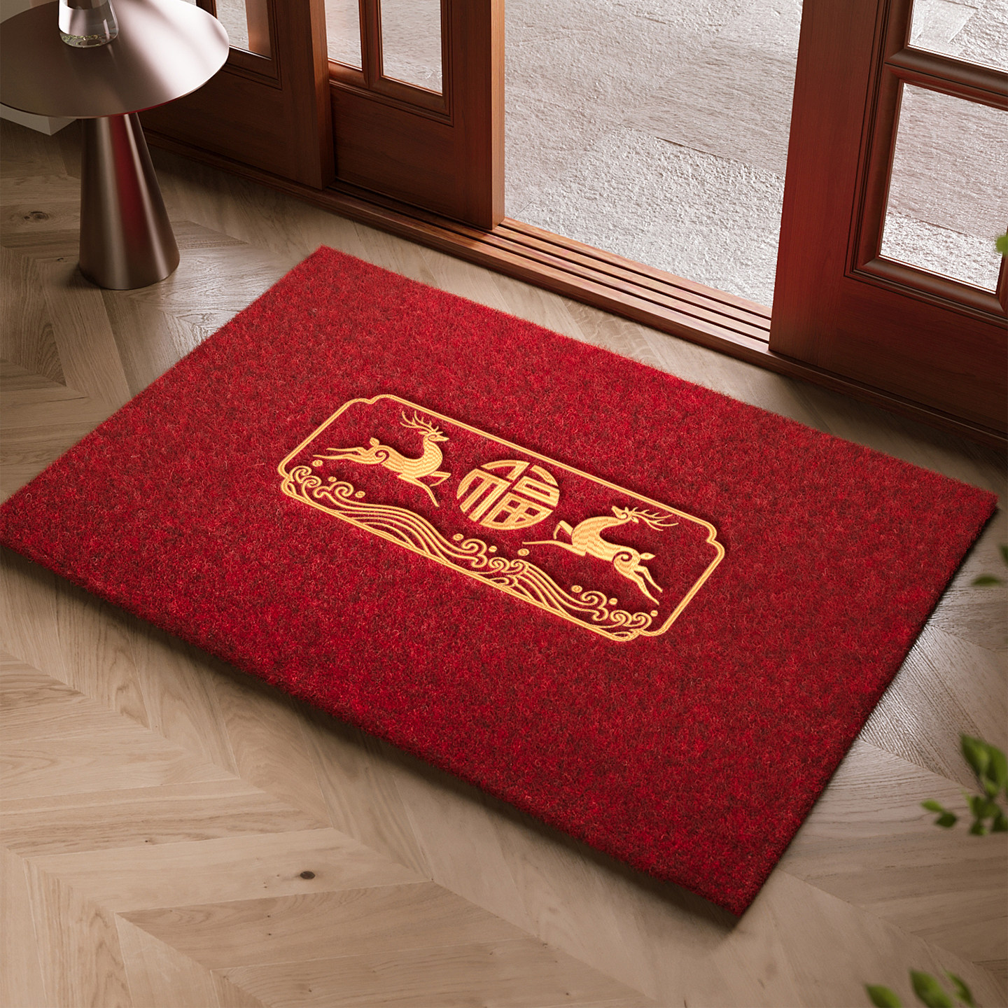 玄关大门口进门除尘脚垫仿椰棕红色入户门地垫刺绣别墅高级感地毯,居家布艺,入户地垫,淘宝优惠券,粉丝福利购,淘宝优惠卷