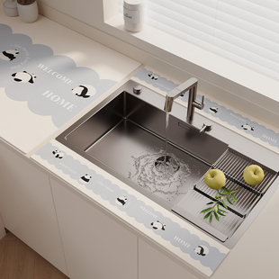 厨房硅藻泥吸水垫台面垫洗手台水龙头防溅水窄边沥水垫挡水条定制