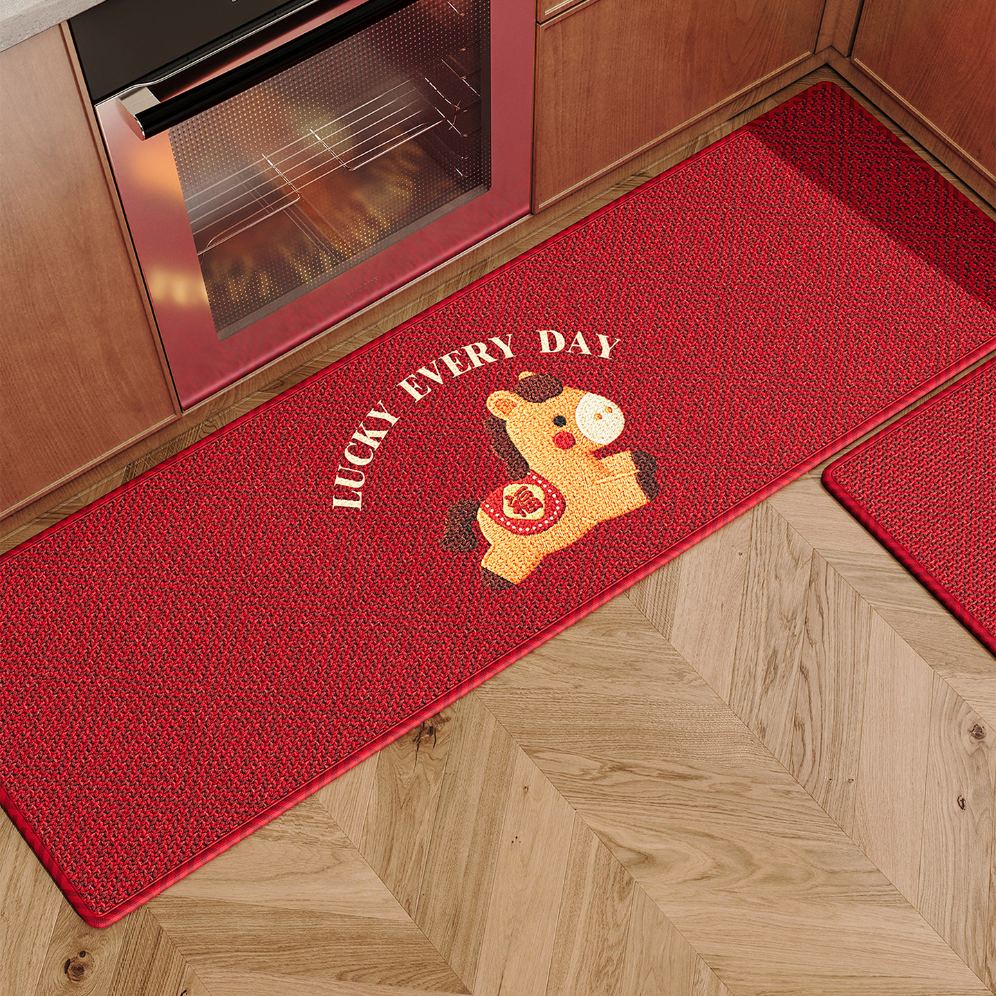 厨房专用地垫红色马年卡通家用免洗吸水速干擦脚垫除尘防滑垫地毯,居家布艺,厨房地垫,淘宝优惠券,粉丝福利购,淘宝优惠卷