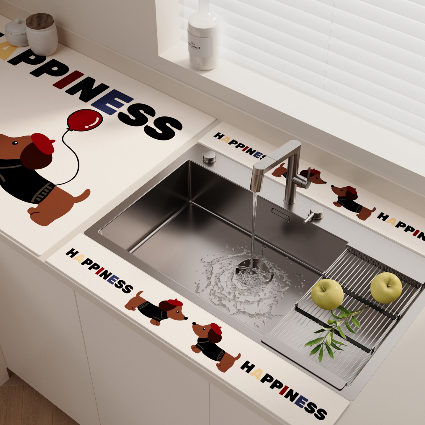 厨房卡通水龙头吸水垫窄边免洗可擦硅藻泥洗手台台面垫沥水垫防溅