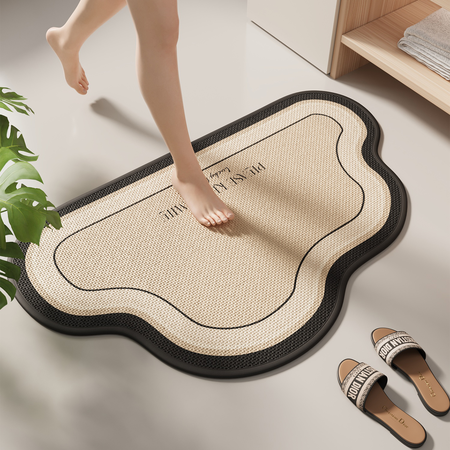 卫生间地垫云朵轻奢高级感厕所门口淋浴吸水速干脚垫浴室防滑垫毯