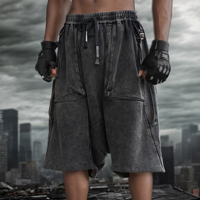 短裤做旧百搭原创舒适低档裤废土