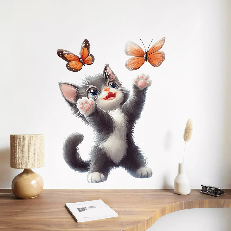 治愈系猫咪贴纸3d立体儿童房装饰背景墙贴冰箱马桶贴车身遮瑕贴画图片