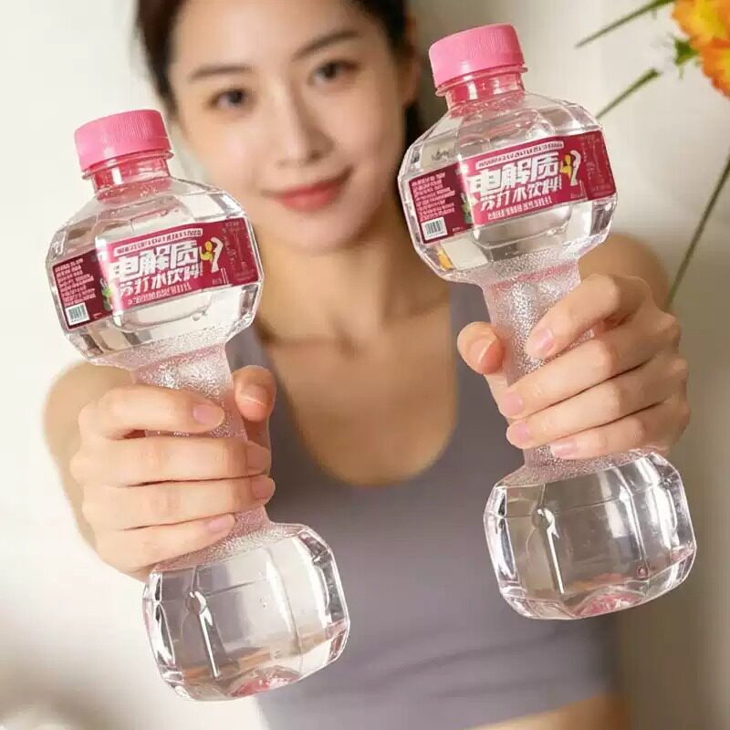 魅之力哑铃瓶装苏打水1L天然粉色