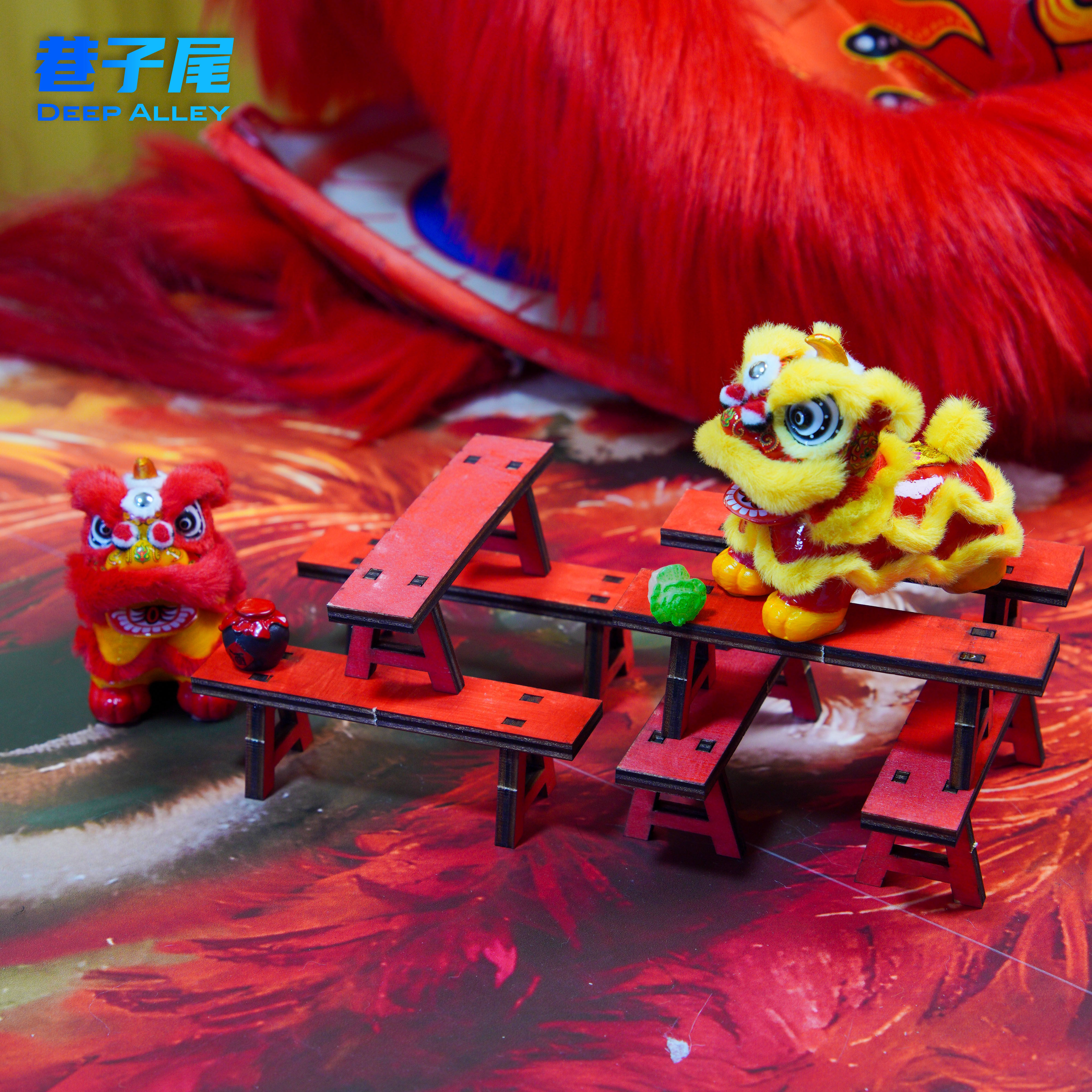 迷你国潮醒狮八仙凳摆件手工非遗舞狮客厅桌面礼品舞狮喜庆国风,家居饰品,桌面摆件,淘宝优惠券,粉丝福利购,淘宝优惠卷