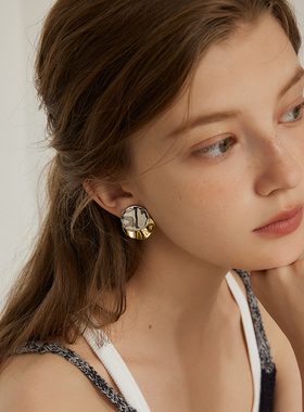 MORI DORI双色日光设计感小众不规则金银撞色耳环可拆卸两戴耳饰