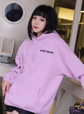 SKUNK GALLERY(SKG)美式加绒基础连帽卫衣男女潮牌情侣套头帽衫