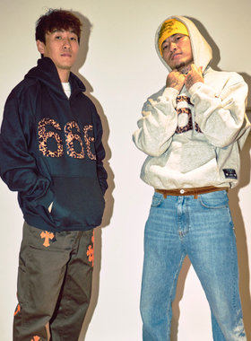 SKUNK GALLERY【SKG】美式豹纹666宽松潮流加绒连帽卫衣