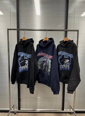 SKUNK GALLERY【SKG】美式潮牌复古Vintage重磅水洗连帽卫衣男女