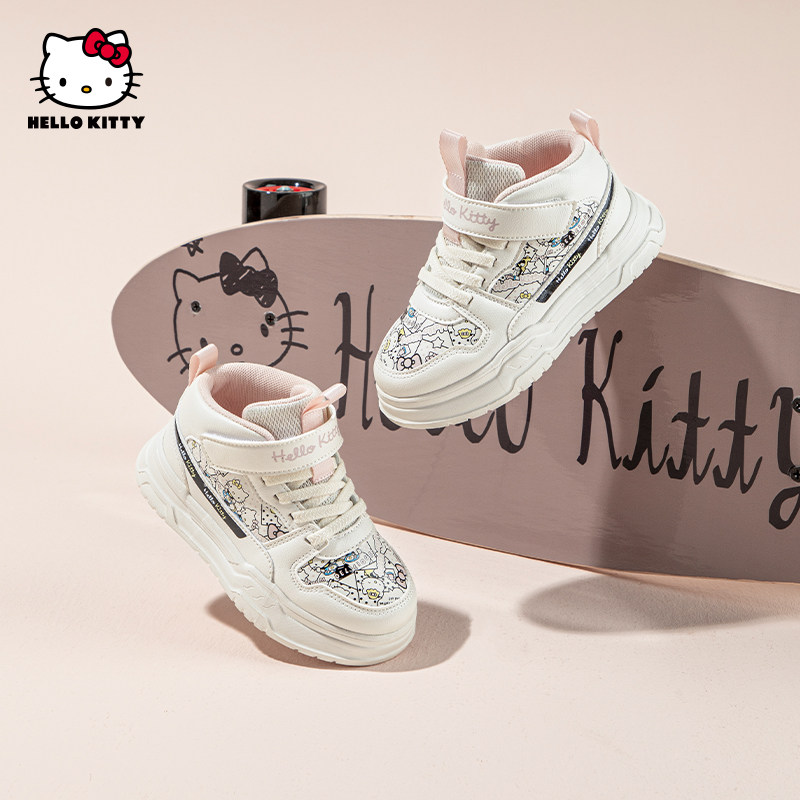 HelloKitty凯蒂猫童鞋女童高帮板鞋秋季新款儿童运动鞋女孩休闲鞋