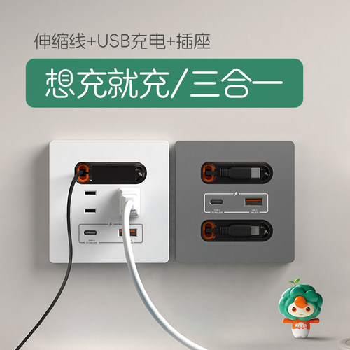 木林森Type-cPD快充USB五孔插座