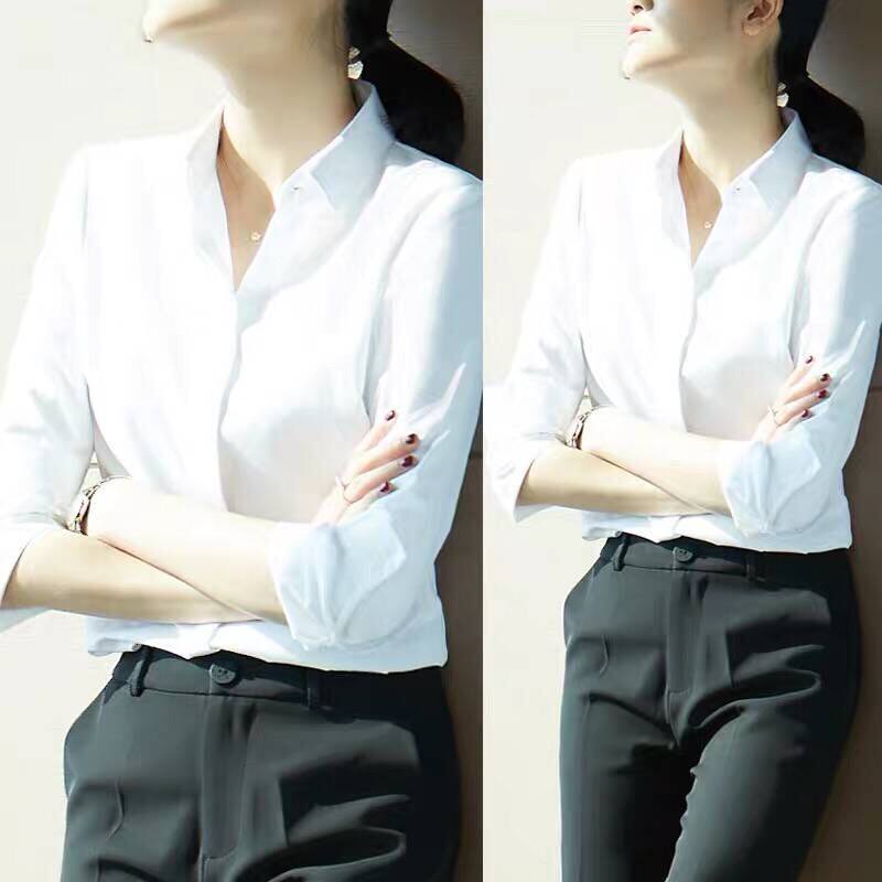 雀后白衬衫女职业上衣2022秋冬新款长袖气质正装设计感工作服衬衣属于什么档次？