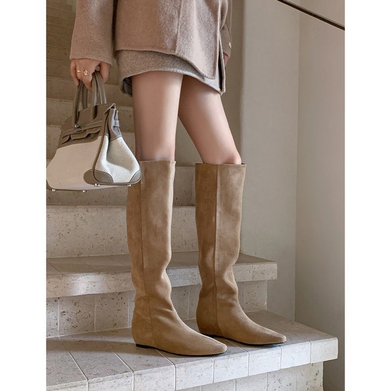 废土风内增高堆堆西部靴女新款显瘦2025长筒靴美拉德高筒骑士靴子