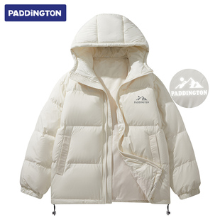 帕丁顿熊2025冬季羽绒服男反光宽松连帽休闲防寒保暖情侣款外套潮