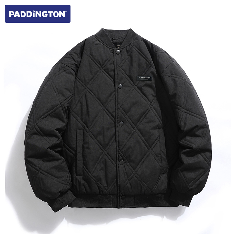 菱形格加厚棉衣帕丁顿熊夹克