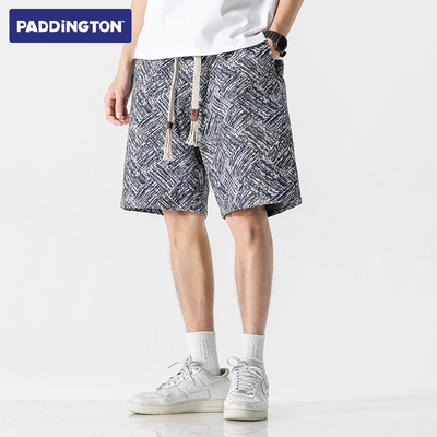 帕丁顿熊 短裤男士2024夏季新款宽松休闲夏威夷沙滩度假五分裤