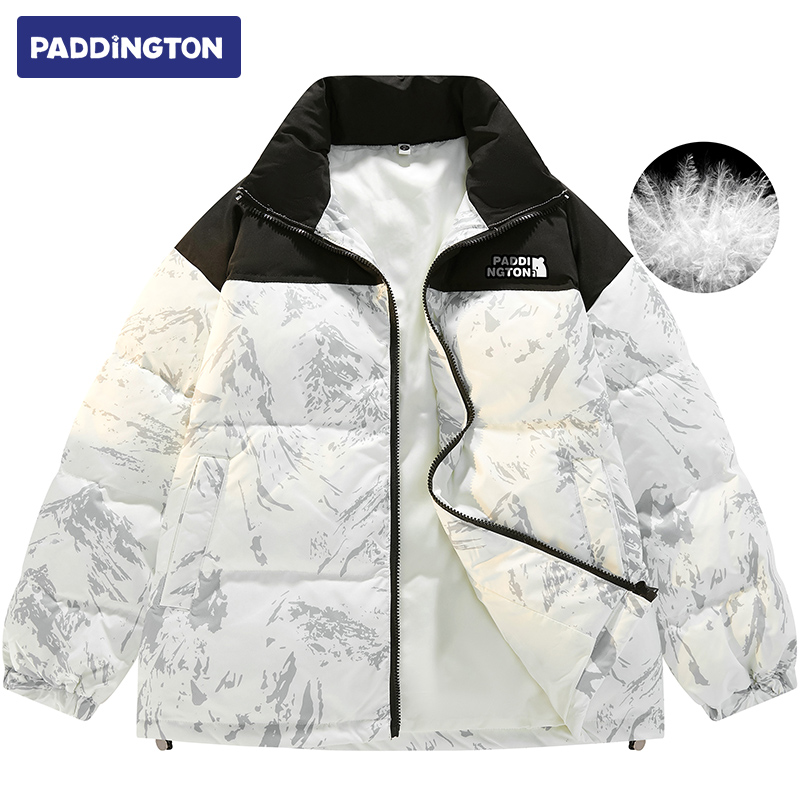 2025年冬季拼接立领保暖羽绒服