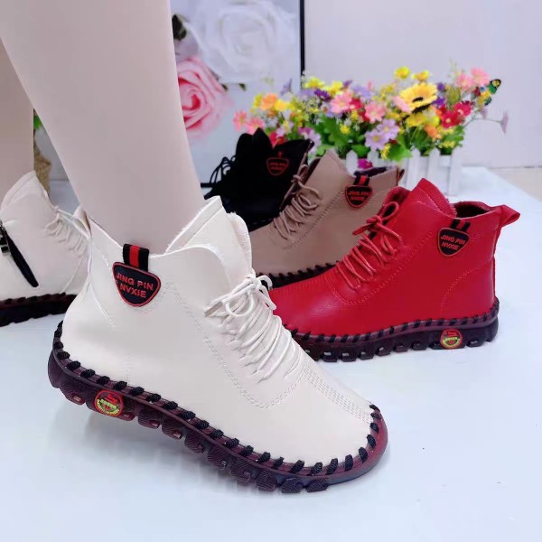 妈妈鞋皮棉靴金纳枝软底软面