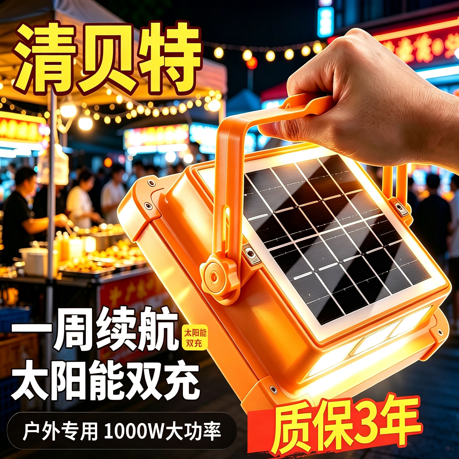 太阳能摆摊灯夜市超亮充电灯户外露营停电应急照明超长续航投光灯