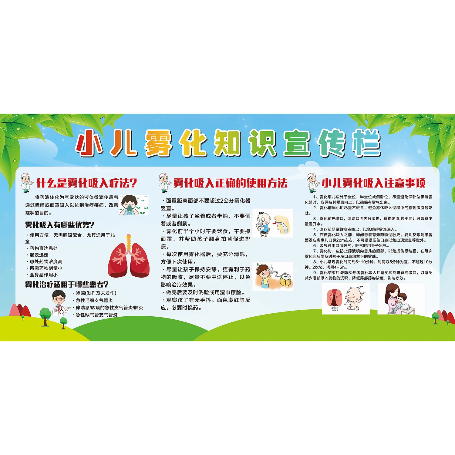 医院诊所卫生室儿童雾化吸入治疗疗法挂图广告宣传画海报墙贴画