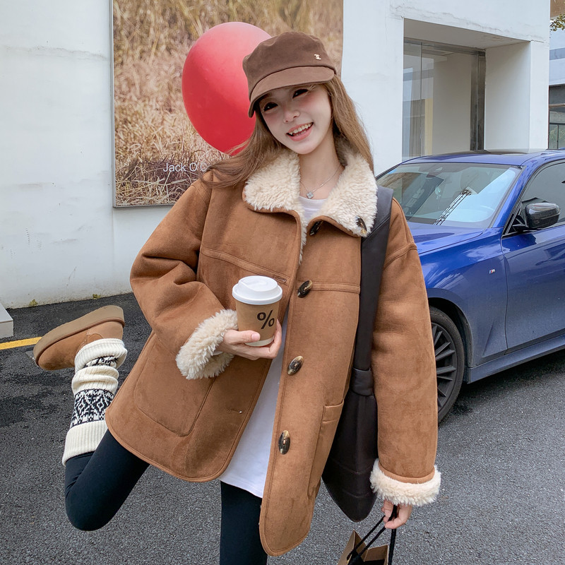 2025冬季新款加厚羊羔毛双面穿外套203-9536-P195-K278,女装短外套,浙宝203