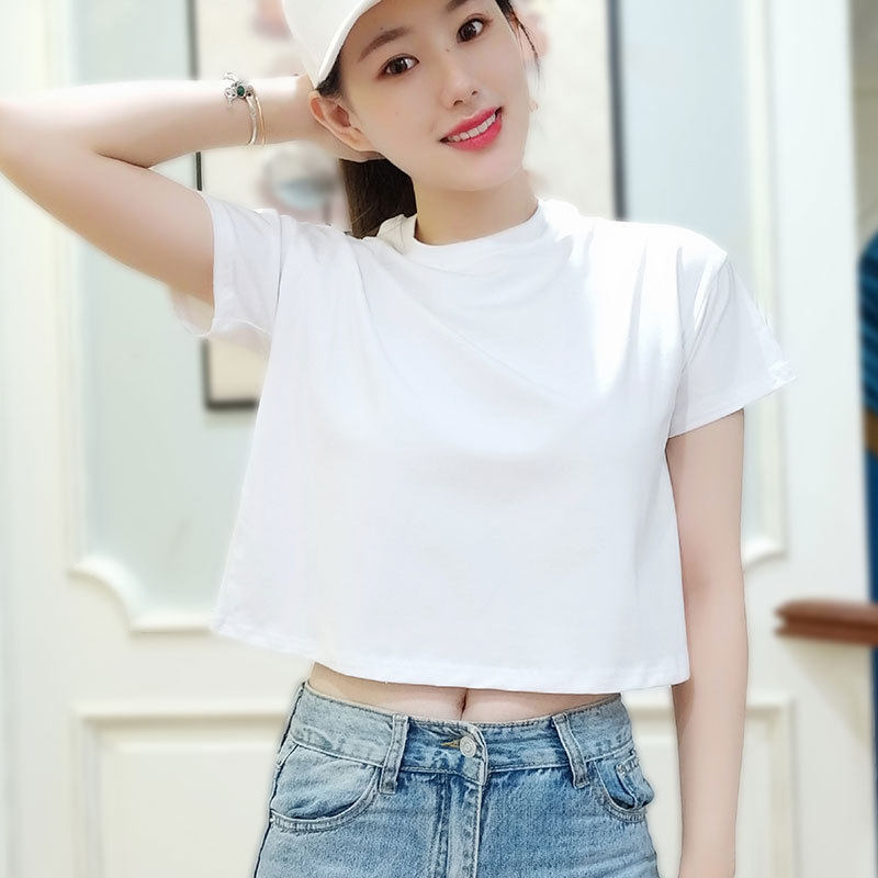 夏装短款纯白色t恤女短袖修身半袖2025年新款95上衣t桖打底衫潮