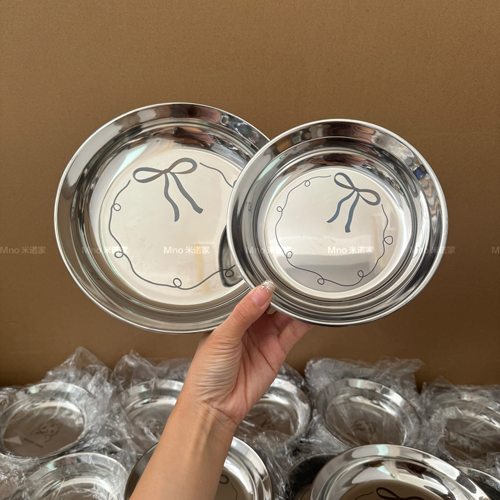 米诺家304不锈钢蝴蝶结盘子