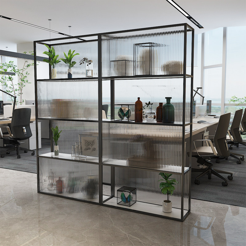 现代简约办公室隔断置物架书架花架展示架餐厅酒店装饰墙玻璃屏风