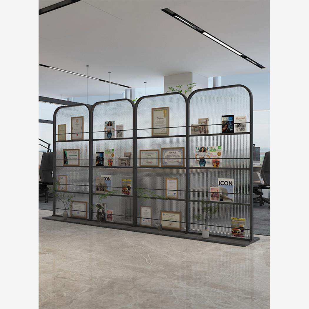 可移动办公室公司长虹玻璃屏风书架客厅玄关现代简约铁艺轻奢隔断