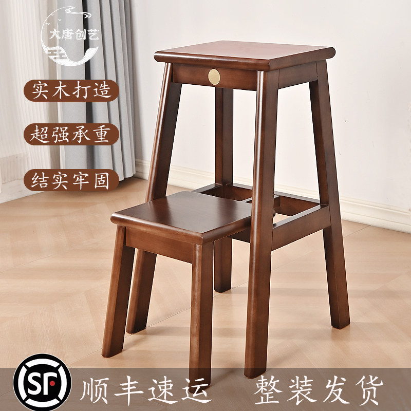 实木梯凳家用可折叠梯凳伸缩梯子凳多功能厨房楼梯凳板凳梯子两用