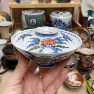 古伊万里 斗彩 手绘盖碗