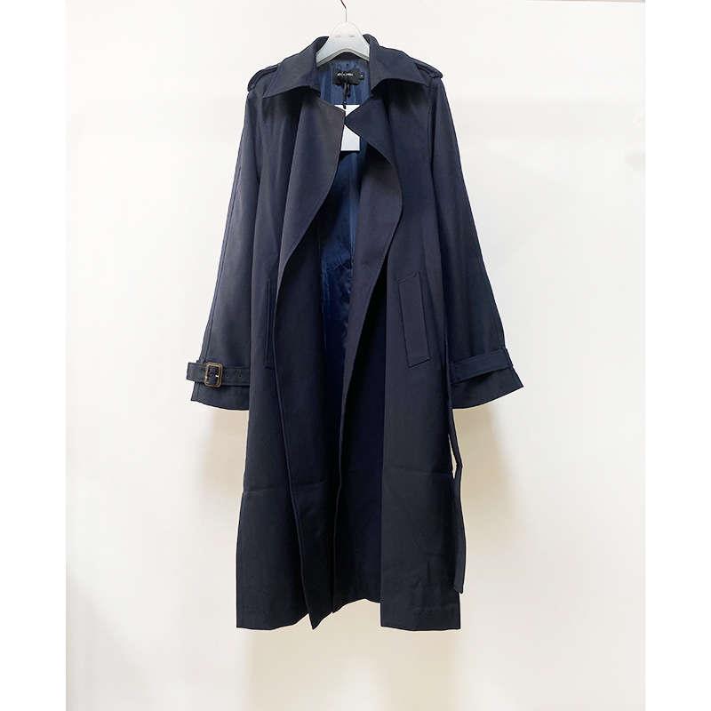 Belted trench coat for women lazy style wool lapel loose