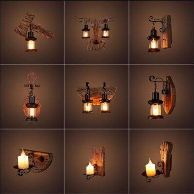 复古怀旧创意个性餐厅酒吧咖啡厅美式古典loft工业风实木壁灯