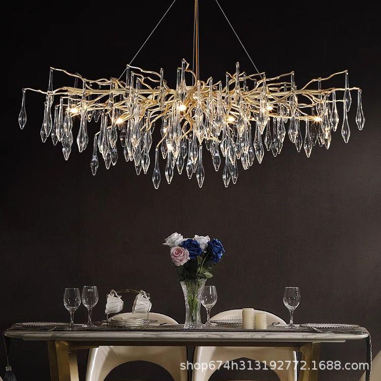 跨境水晶餐厅吊灯法式豪华客厅美式树枝大灯奢华长形餐桌水晶灯