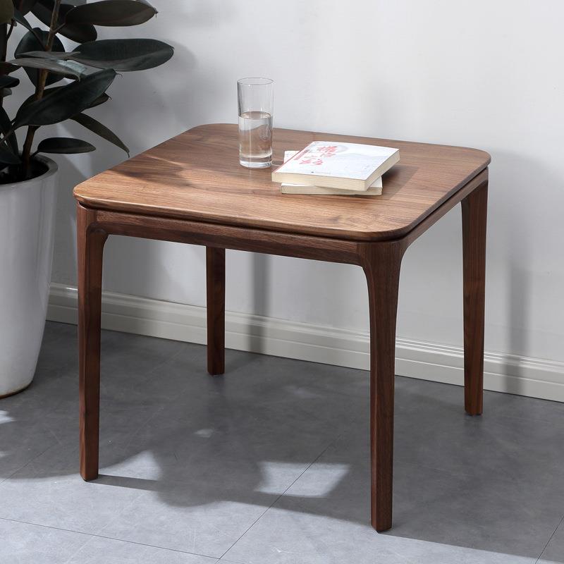 北美纯黑胡桃木方几客厅沙发边桌现代简约小边几原木咖啡桌四方桌