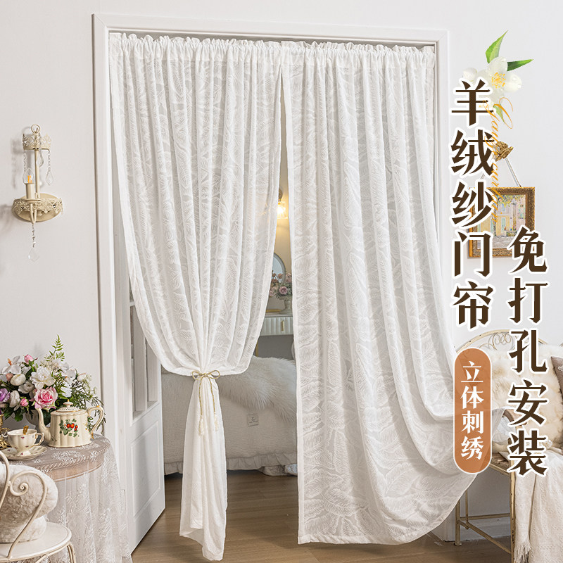 法式复古门帘隔断帘免打孔图片
