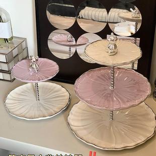 轻奢果盘多层家用陶瓷水果盘客厅茶几糖果零食盘高档甜品台点心盘