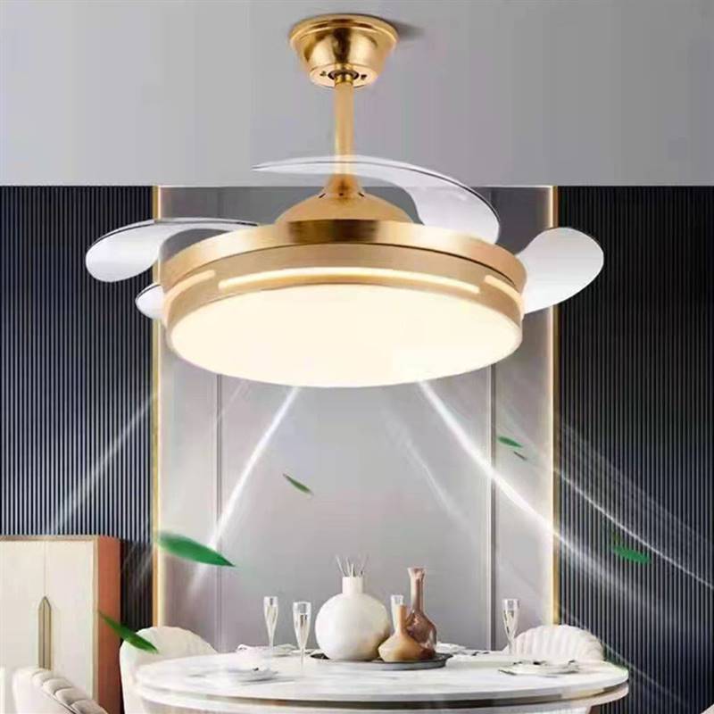 隐形风扇42寸三色变光静音现代简约家用餐厅客厅吊扇灯变频风扇灯