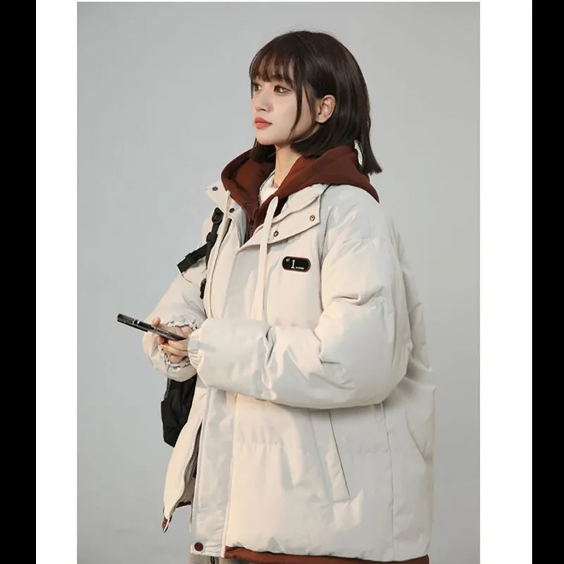 羽绒棉服冬季保暖加厚新款假两件情侣面包宽松棉衣外套