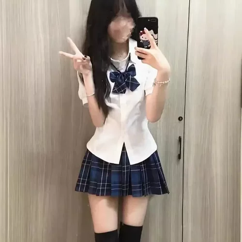 一整套jk全套学院风jk制服夏季甜辣收腰衬衫绑带显瘦泡泡袖衬衫女