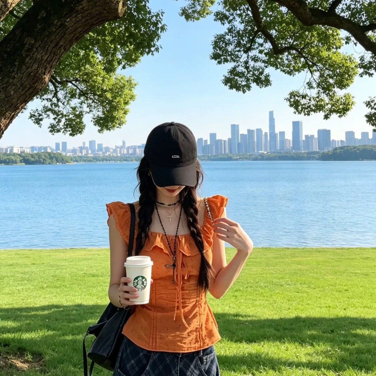 法式橘色荷叶边短袖衬衫女夏辣妹气质性感修身显瘦小飞袖短款上衣