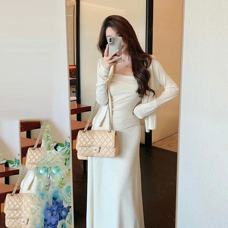 巨好看的早秋漂亮韩系小套装清冷富家千金穿搭气质连衣裙子女秋季