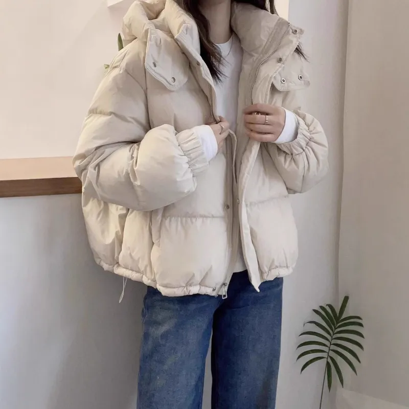 秋冬羽绒棉服女短款韩版大码宽松小个子连帽保暖棉袄棉衣外套