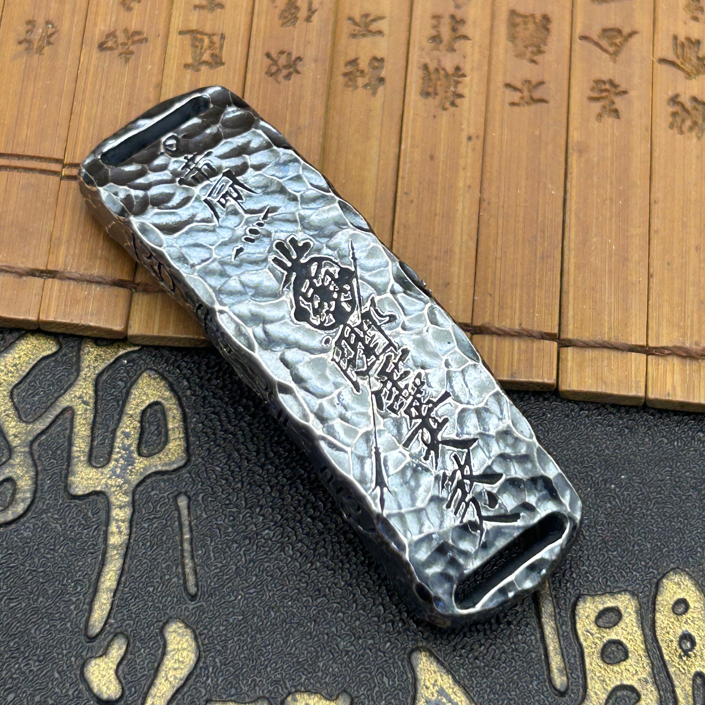 999纯银定制符牌手链牌二郎手链配件刻字手工订做国风复古男女