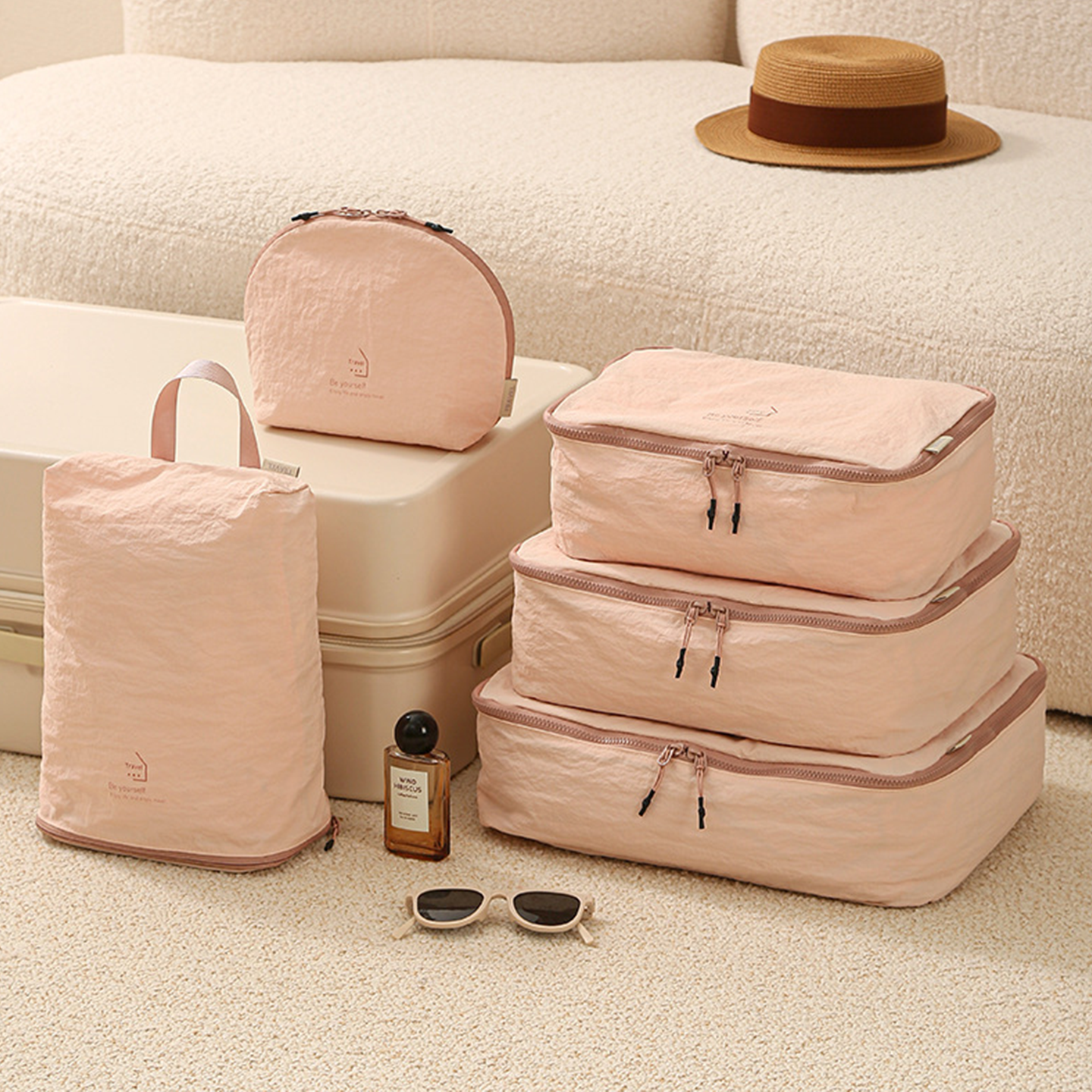 旅行收纳袋五件套便携式行李箱衣物内衣袜子鞋子整理袋分装袋套装