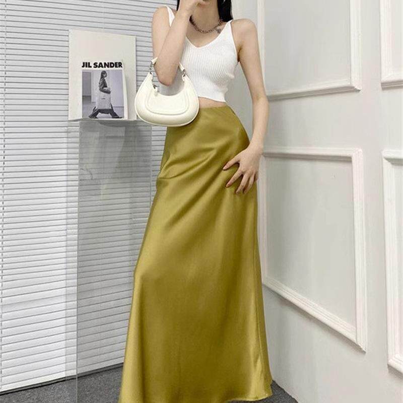 高腰显瘦中长款半身裙女醋酸缎面包臀鱼尾长裙2026春夏季垂感裙子