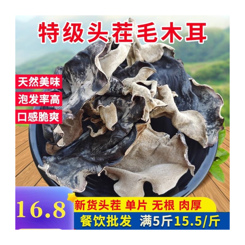 特级头茬白背毛木耳优质无根大