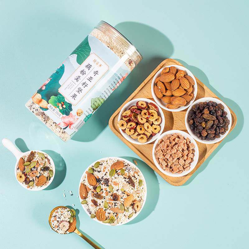 仙姿果奇亚籽坚果藕粉水果藕粉速溶颗粒代餐藕粉350*2