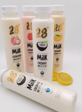 【6瓶/12瓶】第28街荔枝白桃味牛奶乳饮料椰子味原味甜牛奶400g