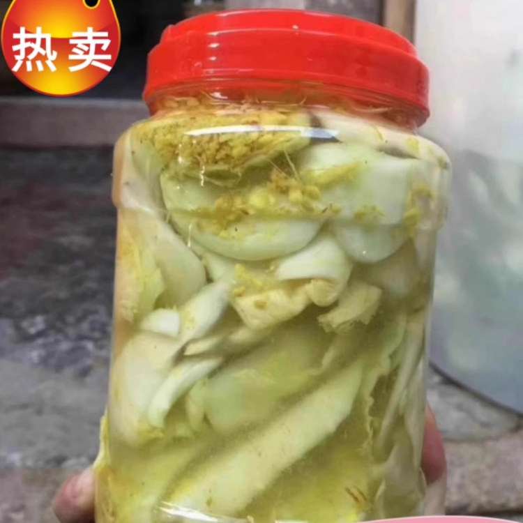 潮汕新咸菜揭阳地都淡盐腌制南姜酸脆正宗老牌零添加玻璃瓶装咸菜